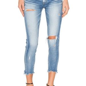 MOUSSY Vintage Rodgewood Distressed Skinny Jeans in Light Blue Size 25